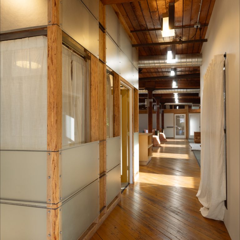 a psilocybin therapy center with wood floors